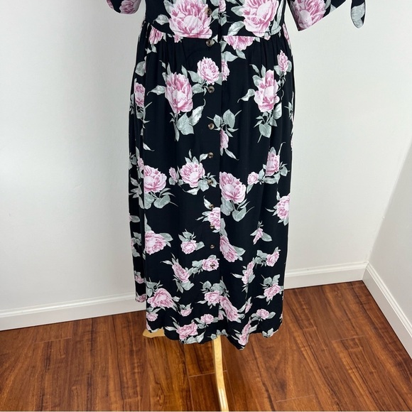 Free People Love of My Life Floral Print Midi Dress Size XS Black Pink - Picture 7 of 10
